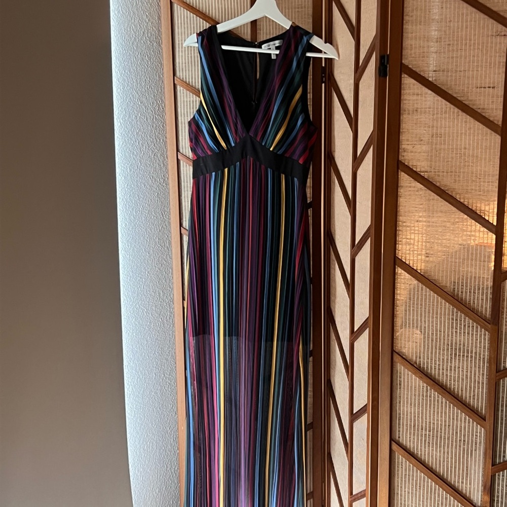 Bcbgeneration Black Multicolor Striped Maxi Dress - image 1